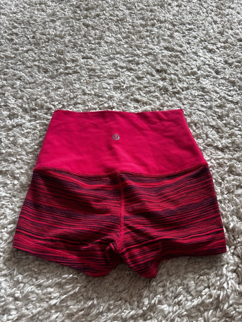 lululemon athletica Hot Pink Striped Workout Shorts
